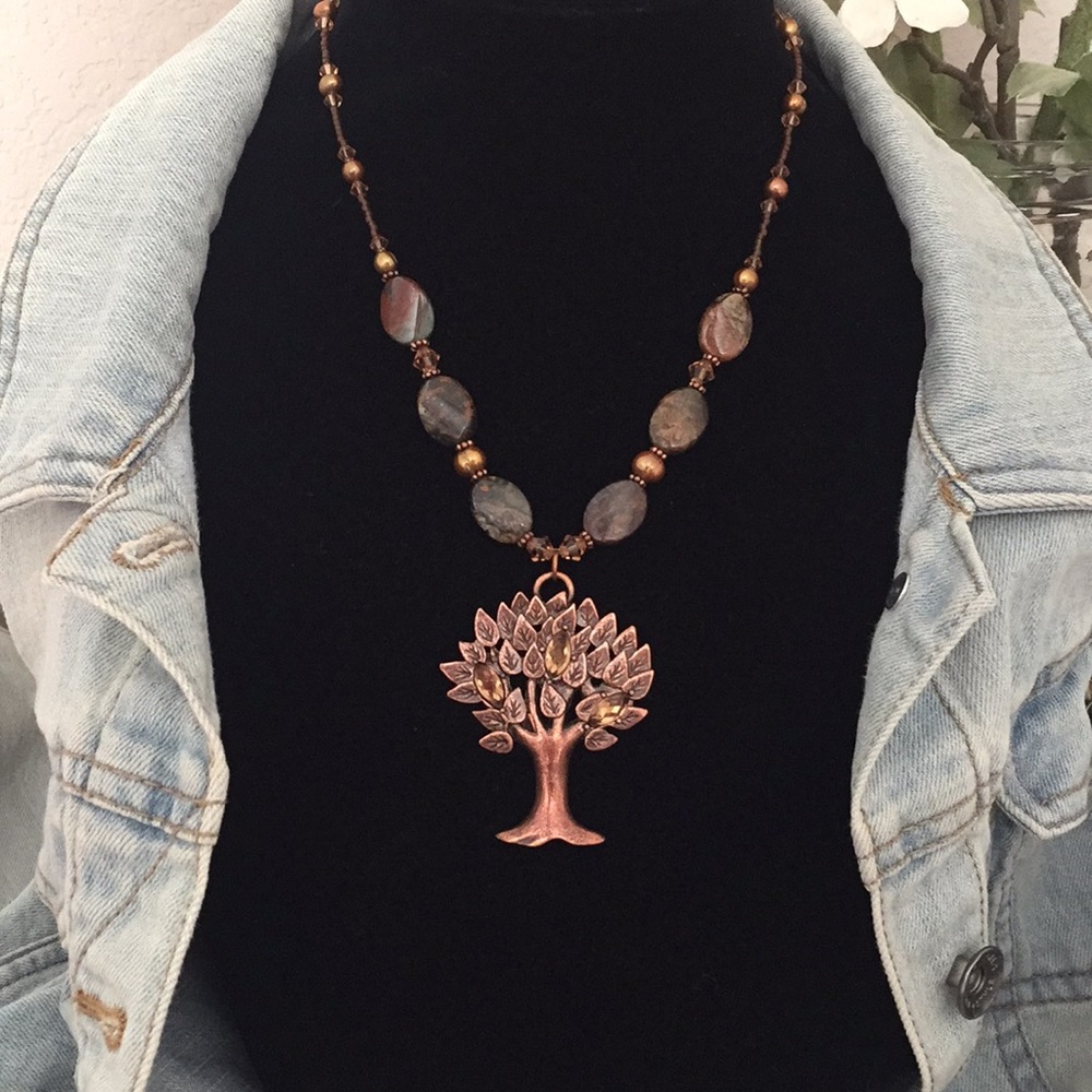 Tree Pendant Beaded Necklace